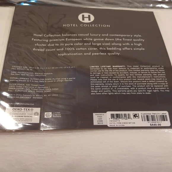 NWT Goose Down Pillow - Picture 5 of 8